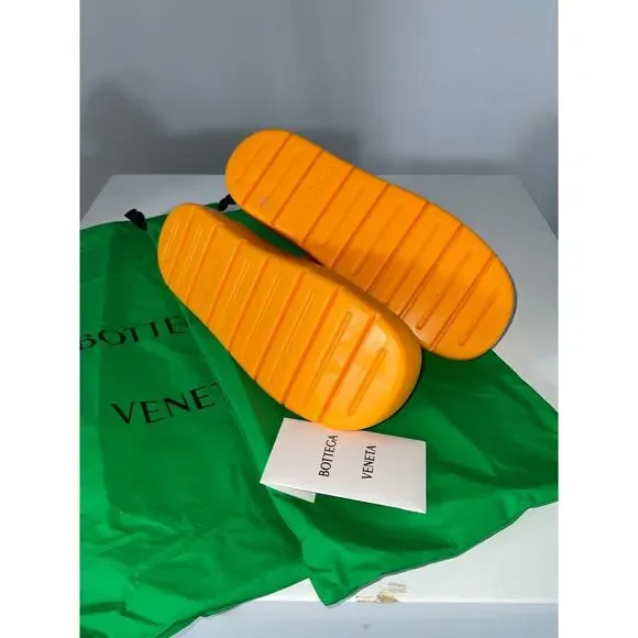 Bottega Veneta 'Puddle' Orange Rubber Mules Size 38